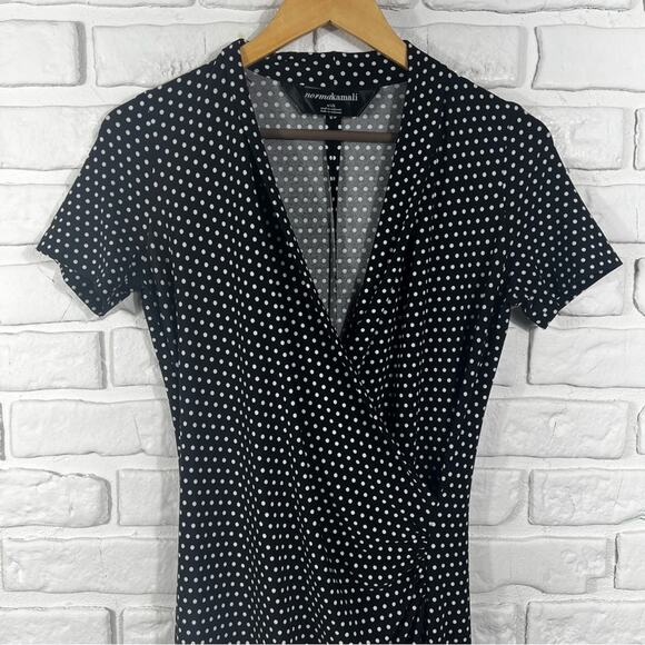 Norma Kamali Polka Dot Faux Wrap Dress Size Small - Picture 8 of 9